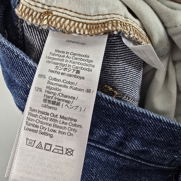 Madewell Baggy Straight Jeans Dark Worn Indigo Wash Blue Denim Cotton Hemp Sz 28 - Picture 12 of 14